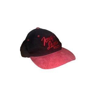 Tony Lama Boots Red Black Snap Back Hat Cap One Size Suede Brim Western Wear